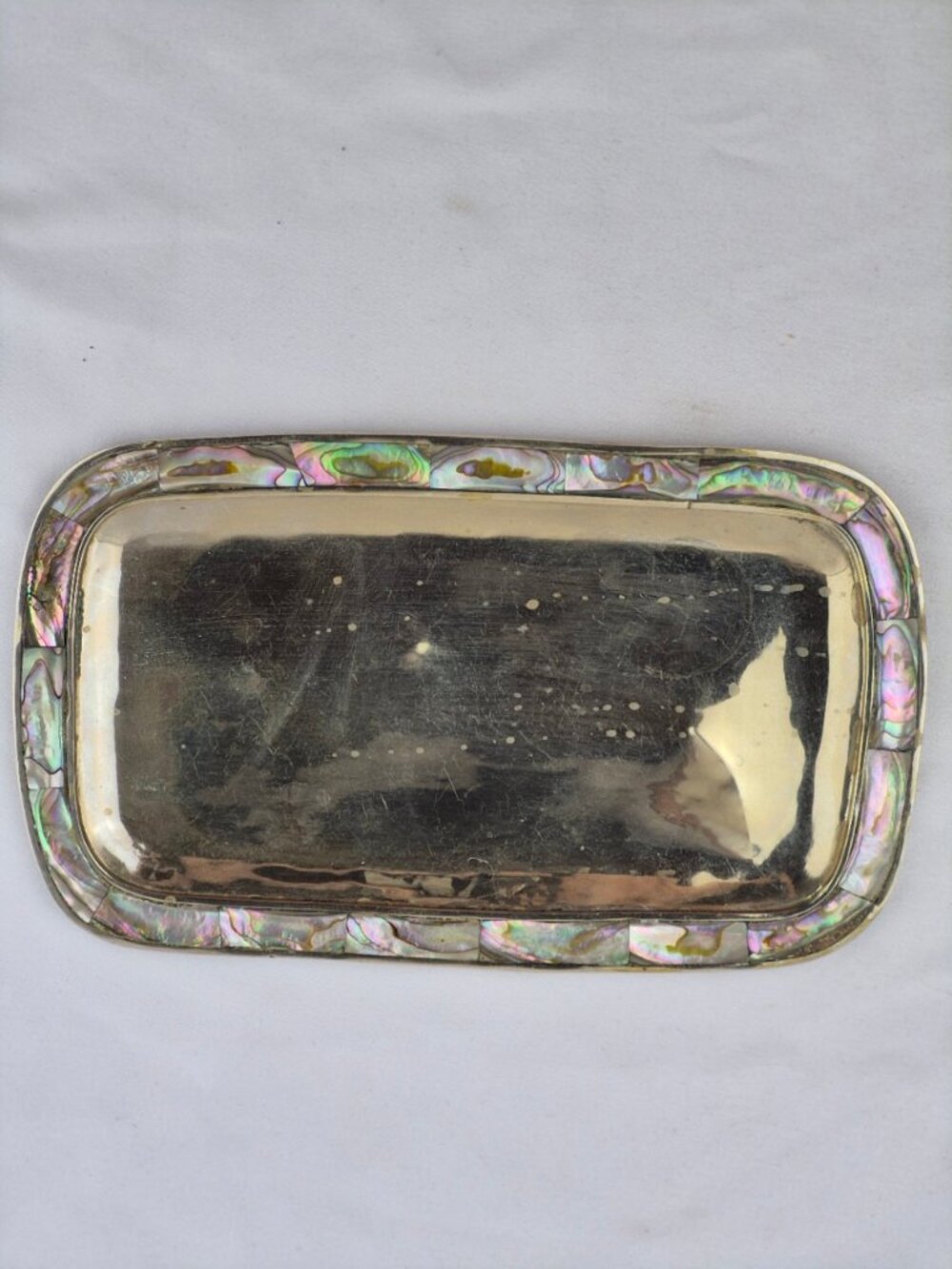 Vintage Taxco Mexican Abalone & Alpaca Silver Cordial Set 6 Shot Glasses & Tray - Picture 8 of 16